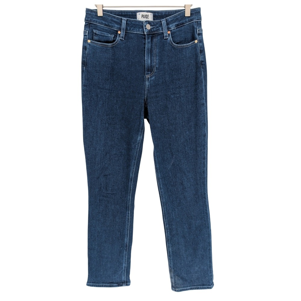 PAIGE Cindy High Rise Straight Leg Jeans Womens 28 California Dark Indigo Blue